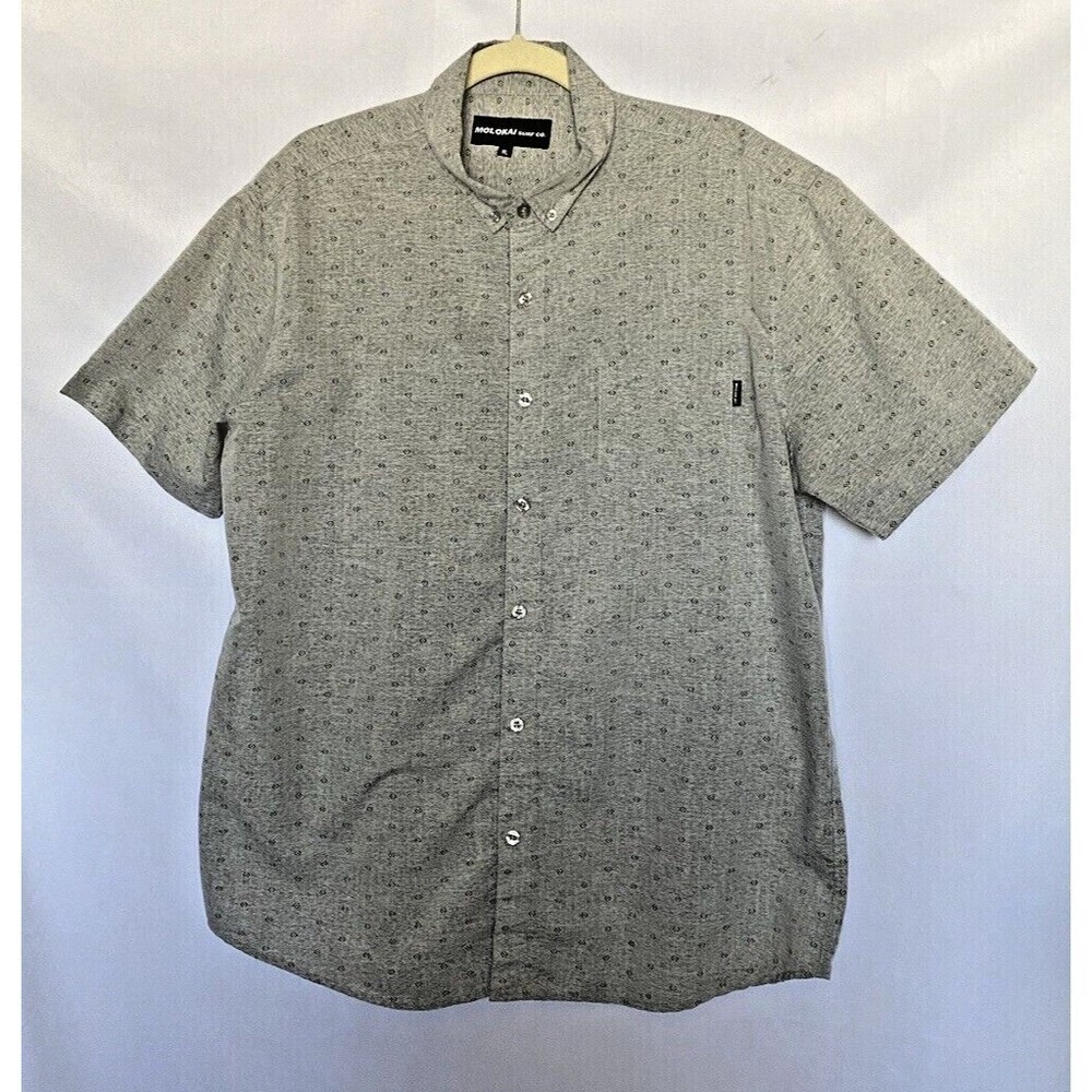 Molokai Surf Co. Shirt Men's XL Short Sleeve Button Down Gray Top